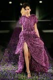 Yves Saint Laurent Purple Floral Chiffon Skirt and Top Set SS2007