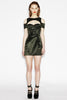 Versus Versace Dark Green Satin Cut-Out Detail Mini Dress FW2010
