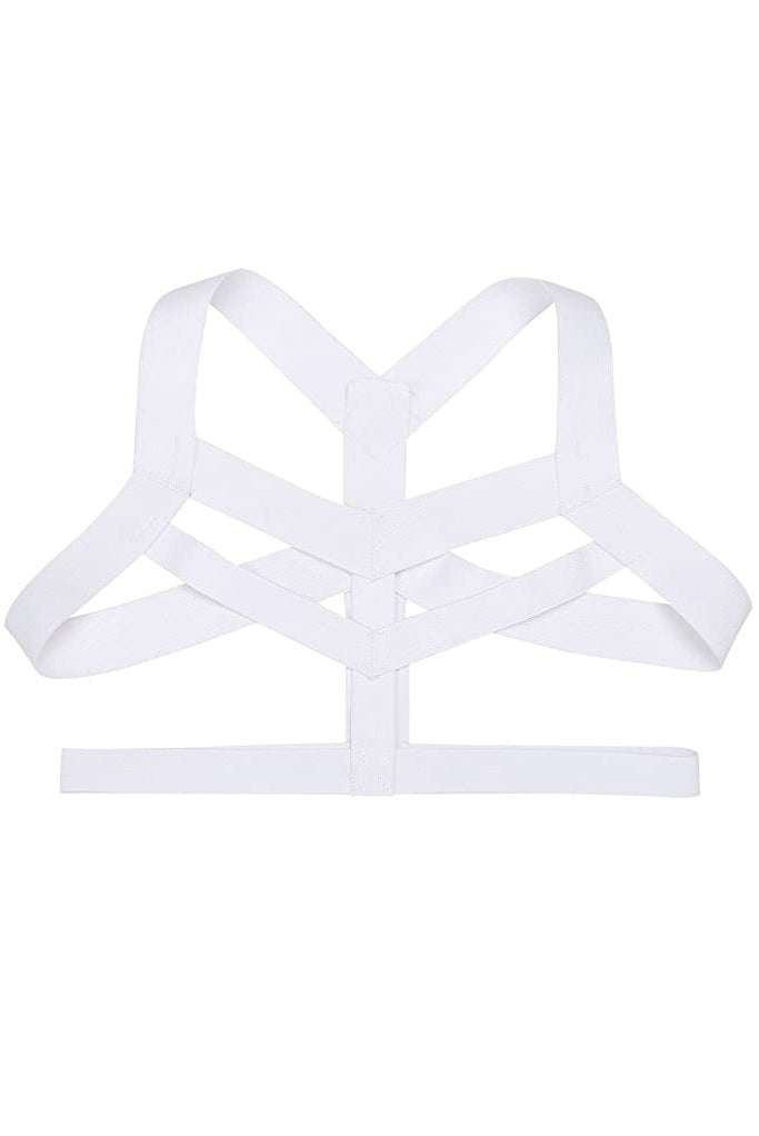 Vintage White Elastic Cross Harness Top