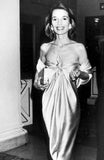 Vintage Emerald Hammered Satin Bustier Dress Halston Style