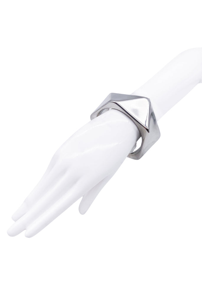 Alexander McQueen Silver Triangular Geometric Modern Bangle Bracelet