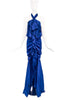 Alexandre Vauthier Royal Blue Satin Mermaid Gown with Ruche and Ruffle Details