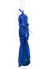 Alexandre Vauthier Royal Blue Satin Mermaid Gown with Ruche and Ruffle Details