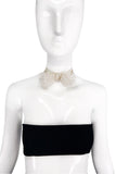 Alexis Mabille Off White Chiffon Bow Tie with Feathered Edge Details