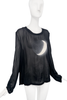Ann Demeulemeester Black Chiffon Long Sleeve Latex Moon Top Fall 2003 Runway
