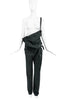 Ann Demeulemeester Black Asymmetric One Strap Overall Jumpsuit Fall 2003 Runway