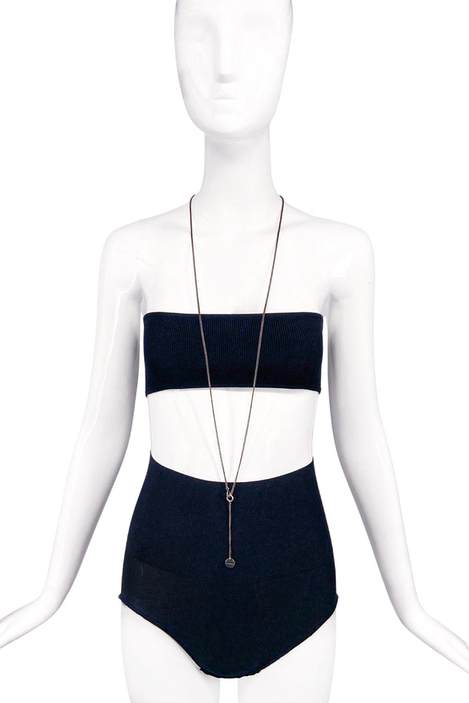 Ann Demeulemeester Silver Chain with Round Logo Pendent Necklace