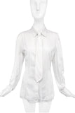 Ann Demeulemeester White Cotton Stretch Shirt with Matching Tie #