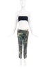 Anna Sui Green Camouflage Pants with sheer sequin overlay