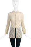 Ann Demeulemeester Ivory Diamond Texture Sheer Nylon Shirt