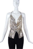 Anthony Ferrara Gold Chainmesh Zebra Print Halter Top