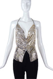 Anthony Ferrara Gold Chainmesh Zebra Print Halter Top