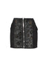 Anthony Vaccarello Black Leather Miniskirt with Silver Leopard Print Hardware FW2014