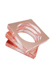 Armani Pink Lucite Resin Square Bangle Bracelet Set of 3