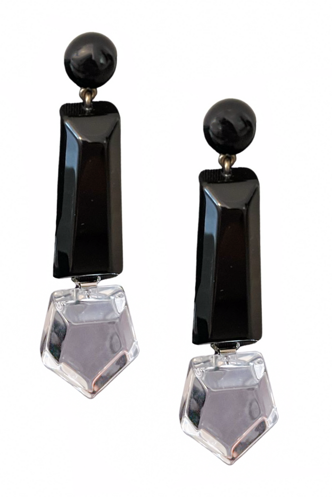 Armani Black Crystal Lucite Long Earrings