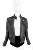 Balenciaga Black Leather Moto Biker Jacket with Neck Strap Detail
