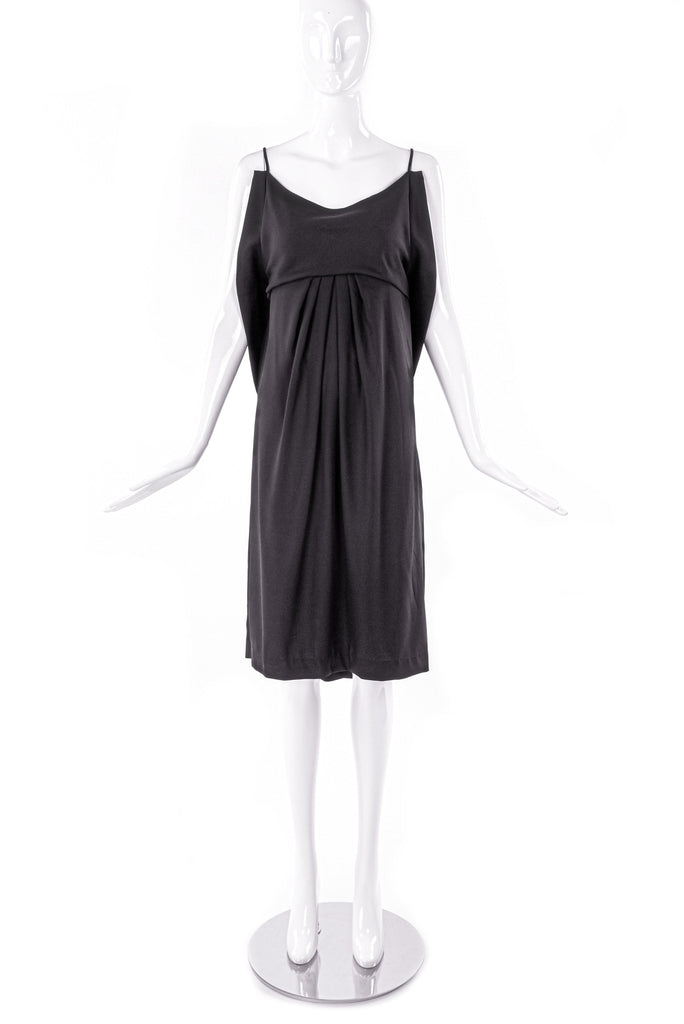 Balenciaga Black Plunging Drape Dress with Corset