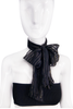 Balenciaga Le Dix Black Sheer Gold Lurex Pin Strip Chiffon Scarf