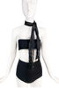 Balenciaga Le Dix Black Sheer Gold Lurex Pin Strip Chiffon Scarf