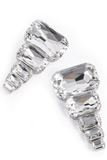Balmain Silver Crystal Square Cascading Earrings