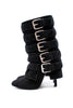 Balmain x Giuseppe Zanotti Black Suede Multi Buckle Heel Boot Shoe FW2009