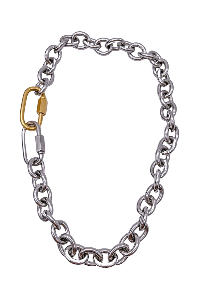 Cruize "Barthélémy" Silver Chain Double Silver & Gold Industrial Screw Clasp Necklace
