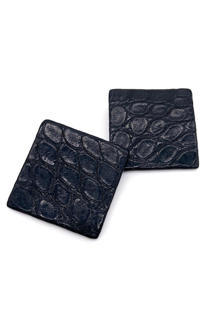 Bottega Veneta Crocodile Large Square Earrings Spring Summer 2001