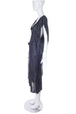 Boudicca Black Silk Jersey Draped Dress with Leather Belt Lace Apron FW2005