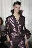Boudicca Black Shine "Trash Bag" Shirt Blouse with Sculptural Balloon Sleeve FW2005