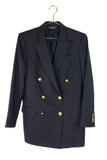 Brooks Brothers Navy Classic Gold Button Double Breasted Preppy Blazer