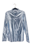 Burberry Silver Ice Blue Metallic Reflective Long Sleeve Shirt Spring 2013 Runway