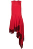 Calvin Klein 205W39NYC by Raf Simons Red Asymmetrical Dress with Fringe Detail - BOUTIQUE PURCHASE PRICE