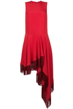 Calvin Klein 205W39NYC by Raf Simons Red Asymmetrical Dress with Fringe Detail - BOUTIQUE PURCHASE PRICE
