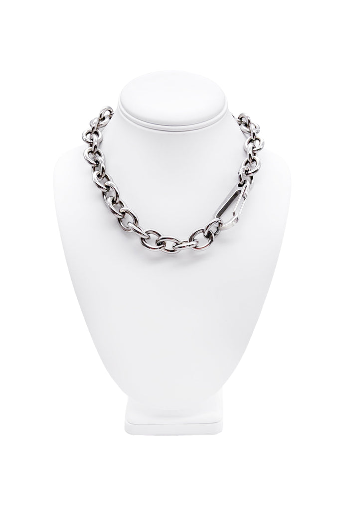 Cruize "Bellamy" Silver Rounded Chain Link Necklace with Oversized Lobster Clasp