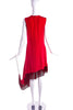 Calvin Klein 205W39NYC by Raf Simons Red Asymmetrical Dress with Fringe Detail - BOUTIQUE PURCHASE PRICE