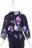 John Galliano Purple and Violet Floral Print Kimono Style Blouse