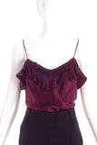 John Galliano Burgundy Ruffle Camisole Top