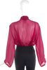 Chanel Red Maroon Berry Chiffon Pussy Bow Blouse FW1998