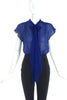 Marc Jacobs Cobalt Sheer Button-Up Blouse with Bow Neck Tie