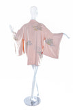 Vintage Pale Pink Garden Print Short Kimono