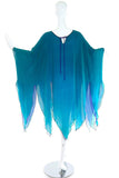 Vintage Purple Blue and Green Reversible Sheer Chiffon Cape Kaftan Caftan