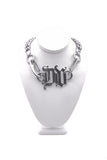 Versace Silver Large Chain Necklace with "DV" Logo Lettering Detail Runway Spring 2003