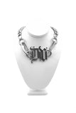Versace Silver Large Chain Necklace with "DV" Logo Lettering Detail Runway Spring 2003