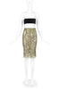 Vicky Tiel Luxurious Gold Lace Floral Skirt with Sequin Details - BOUTIQUE PURCHASE PRICE
