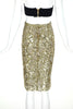 Vicky Tiel Luxurious Gold Lace Floral Skirt with Sequin Details - BOUTIQUE PURCHASE PRICE