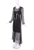 Chanel Black Chiffon Drape Gown Dress with a Patent Leather Corset