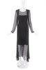 Chanel Black Chiffon Drape Gown Dress with a Patent Leather Corset