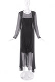 Chanel Black Chiffon Drape Gown Dress with a Patent Leather Corset