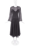 Vicky Tiel Black Chiffon Caftan Sleeve "Elizabeth Taylor" Evening Dress with Rhinestones - BOUTIQUE PURCHASE PRICE