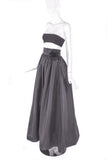 Bill Blass Black Taffeta Full Evening Skirt with Flower Detail